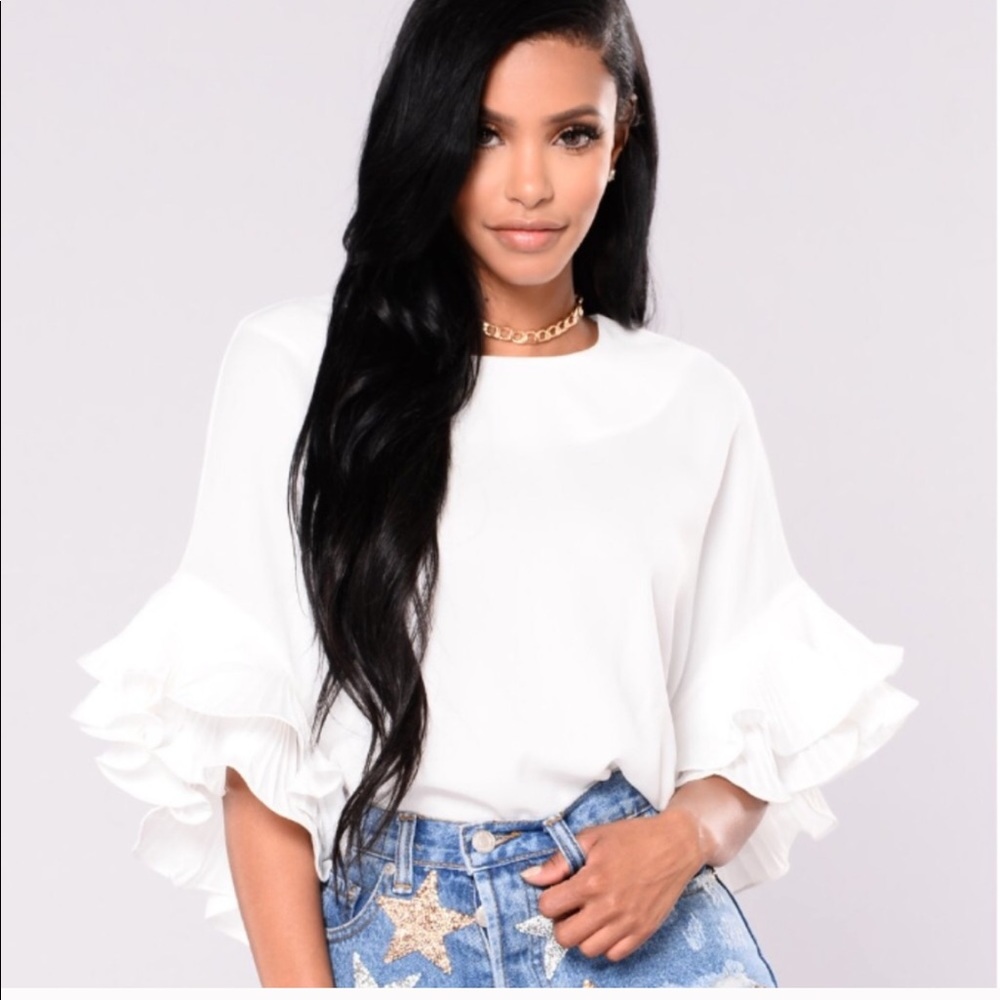 Fashion Nova Mimosa White Ruffle Blouse